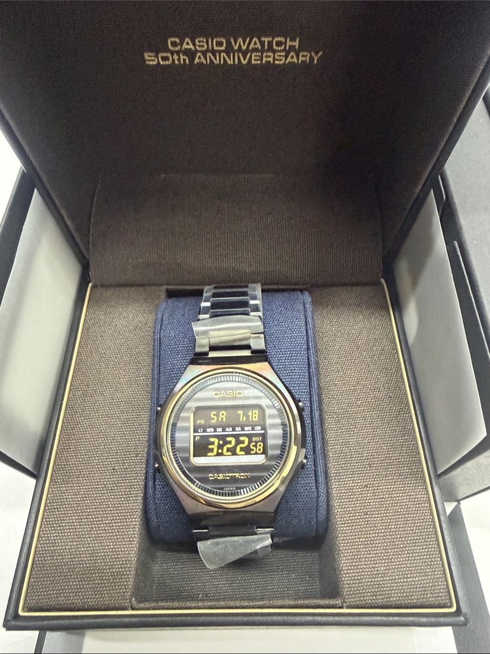 Casio Digital Watch in Black and Gold with Metal Bracelet 50th Anniversary